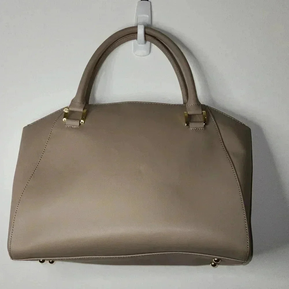 JOY & IMAN Taupe NWOT Leather XL Satchel - Picture 4 of 5